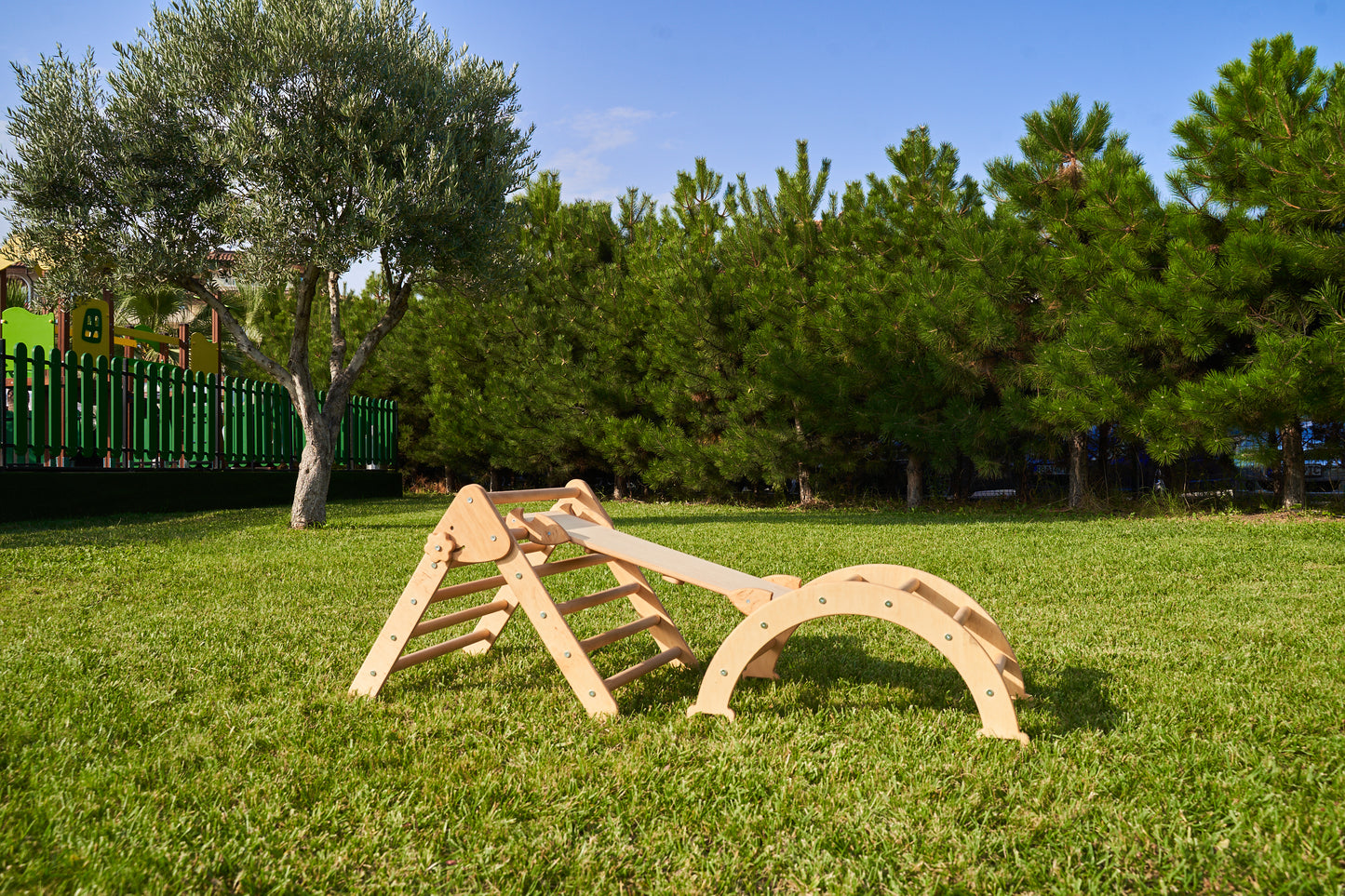 Montessori Play Gym for Kids Set (Arch+Ramp+Board)Wood Min