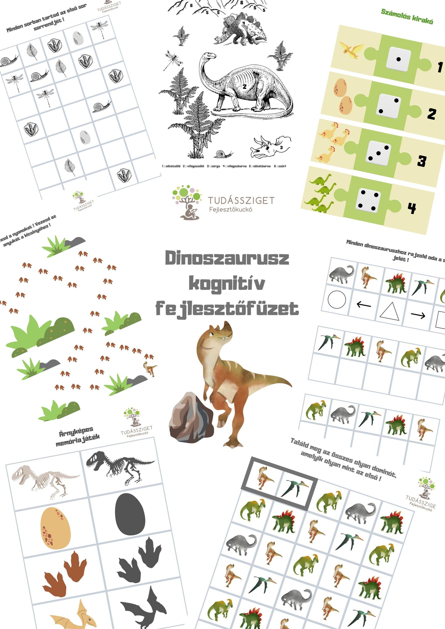 Dinoszauruszok - Kognitív fejlesztőfüzet - 4 éves kortól