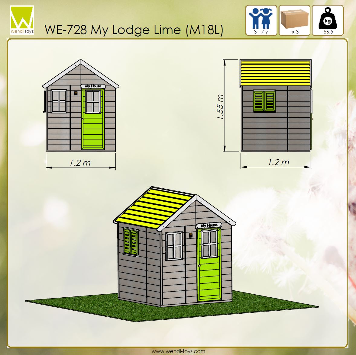 M18L Kerti játszóház - világos zöld - My Lodge