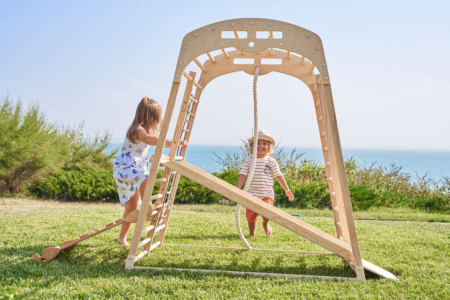 Wooden Children Climber Playset with Swing (Set 8 in 1)